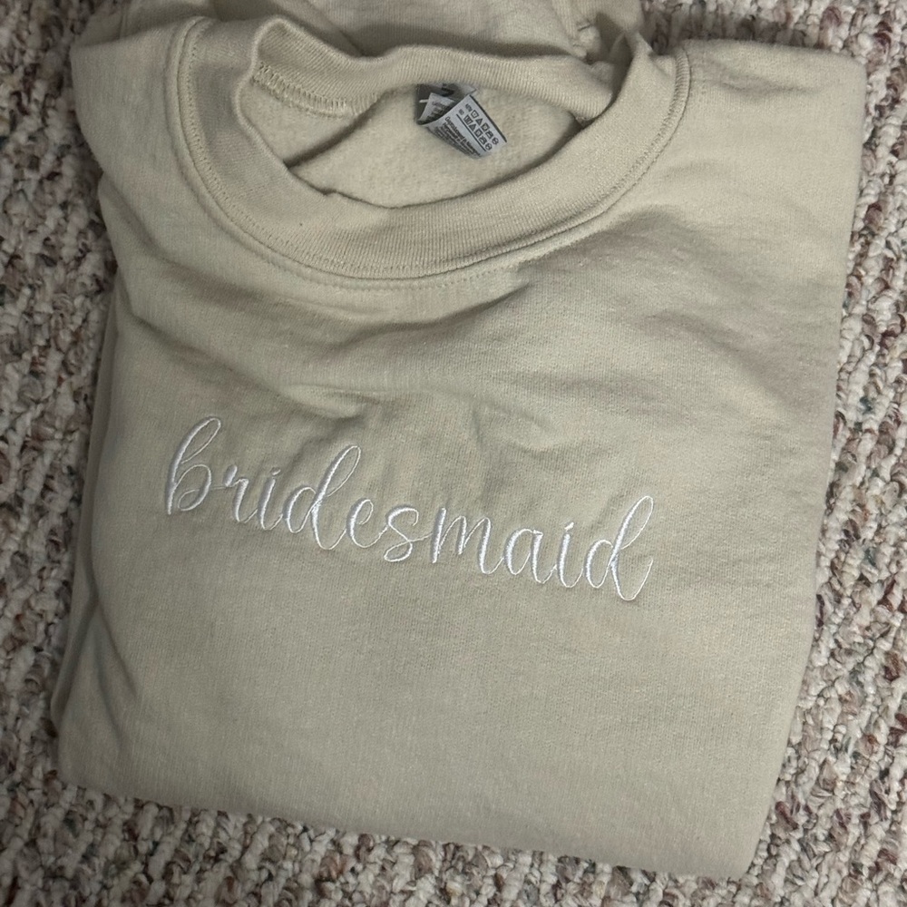 Bridesmaid Embroidered Tan Sweatshirt